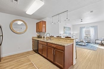 Kitchen with wooden cabinets